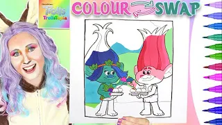 Coloring Trollstopia Poppy & Branch Color Swap Makeover | Trolls Colouring Book Page | Markers