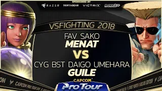 FAV Sako (Menat) vs  CYG BST Daigo Umehara (Guile) - VSFighting 2018 -Top 16 -SFV - CPT 2018