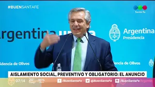 El anuncio del aislamiento social, preventivo y obligatorio por parte de Alberto Fernández