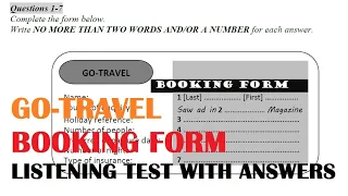 GO TRAVEL BOOKING FORM LISTENING TEST WITH ANSWERS