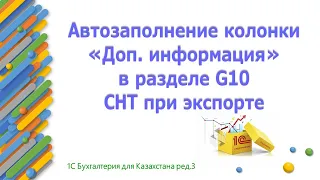 Автозаполнения раздела G10.19 в СНТ при импорте или экспорте