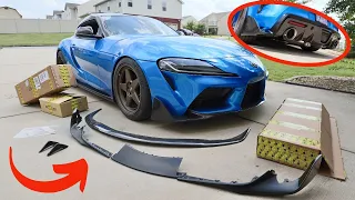 Carbon Fiber Rear Diffuser and Front Splitter Replacement Installation | MK5 Toyota Supra