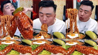 ASMR EATING | Xiaofeng Mukbang Hot Dry Noodles, Wax gourd, Fried Chicken wings