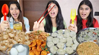 Spoon Vs Fork Vs Chopsticks Food Challenge | Golgappa, Fried Rice, Momos, Chow Mein, Pasta Challenge