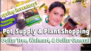 Amazing $1 Finds! Plant Shopping at Dollar Tree, Dollar General & Walmart!  Pot & Plant Shop With Me