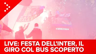 LIVE Festa scudetto Inter, il giro col bus scoperto per Milano da San Siro al Duomo: diretta video