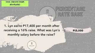 CSC Percentage Rate Base #3 | CIVIL SERVICE EXAM REVIEWER 2024