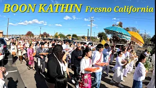 Boon Kathin Celebration at Lao Temple in Fresno, Laos Holiday. Street Food vendors selling Lao food