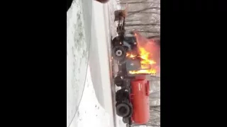 В Актобе сгорела снегоуборочная машина