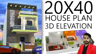 20X40 House plan with car parking and 3d elevation by nikshail