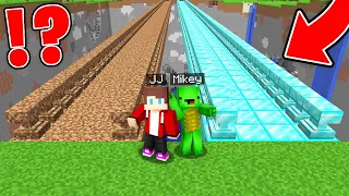 JJ and Mikey Found THIS LONG BRIDGE LEAD : DIRT vs DIAMOND in Minecraft Maizen!