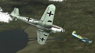 Дуэль BF 109 F4 vs Як-9. "С горючим и без него" (Ил 2 Штурмовик, мод HSFX)