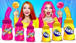 Mystery Honey Jelly CHALLENGE! | Mukbang with Colored Bottles! Rich VS Broke Girl by RATATA COOL