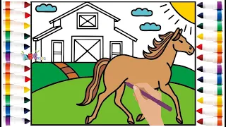 How to Draw a Horse 🐴 Horse Drawing , Horse Coloring Pages for Kids And Toddlers #HTD118