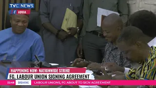 FULL VIDEO: FG, Labour Unions Sign Agreement On New Minimum Wage