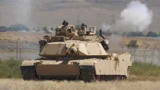 M1 Abrams Battle Tank at Gowen Thunder Airshow. Idaho. 2023. 4K 60fps.