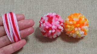 Super Easy Pom Pom Making with Finger - Hand Embroidery Amazing Trick - Easy Woolen Flower Making