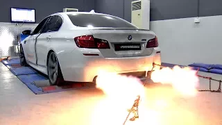 BMW M5 F10 BY PP-PERFORMANCE SPITTING HUGE FLAMES ON THE DYNO!