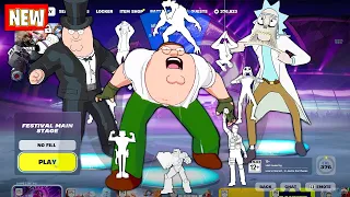 Peter Griffin VS Rick Sanchez Fortnite doing all Built-In Emotes and Funny Dances シ