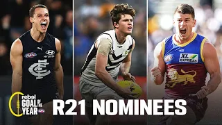 Durdin's snap, O'Driscoll's long run or Zorko's banana | Rd 21 Rebel Goal of the Year nominees | AFL