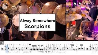 Always Somewhere - Scorpions  (★★☆☆☆) Drum Cover, Score, Sheet Music, Lessons, Tutorial