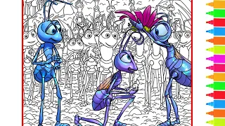 Coloring Flik, Princess Atta, Francis | Disney Pixar A Bug's Life Coloring Book