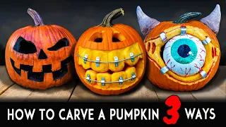 How To Carve Halloween Pumpkins! Scary - Silly - Traditional