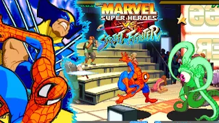 MARVEL VS STREET FIGHTER  (Arcade) Spiderman & Wolverine  Gameplay Walkthrough Longplay