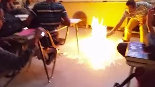 Trending News  - Chemistry teacher filmed setting classroom floor on fire