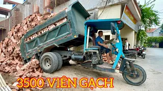 Khoẻ nhất việt nam Công nông chở 3500 viên gạch đổ ben cực đẹp | Máy xúc múc đá lên ô tô | excavator