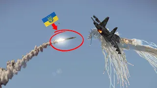 A missile fired over Ukraine hits a Russian SU-34, crashes, explodes mid-air - ARMA 3