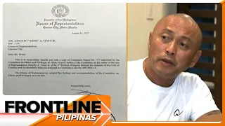 Expulsion ni Negros Oriental Rep. Arnie Teves, naiparating na sa kanyang opisina