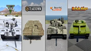 GTA 5 ARMY TANK VS TEARDOWN ARMY TANK VS BEAMNG ARMY TANK VS BRICK RIGS ARMY TANK - WHICH IS BEST?