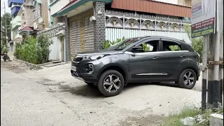 Tata Nexon Daytona Grey 209mm Ground Clearance check crossing Big Bump & High Level Garage