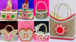 7 Beautiful Jute Basket Ideas At Home | Jute Craft Ideas | DIY Basket | Best Out Of Waste | Crafts