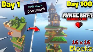 We Survived 100 Days on *One Chunk* only world in minecraft hardcore