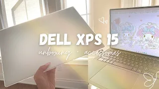 aesthetic laptop unboxing !! dell xps 15 9350 | my melody themed + customizing 💕