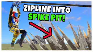 I Built A Spike Pit Under A Zipline That Drops Players - Rust