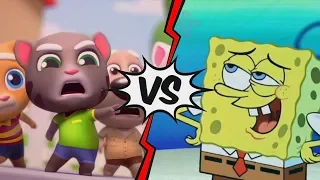 ЧЕЛЛЕНДЖ ГУБКА БОБ 🆚 КОТ ТОМ! КТО КРУЧЕ? SPONGEBOB ИЛИ КОТ ТОМ из игры Говорящий Том за золотом #2