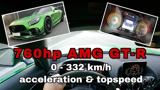 0-332km/h Mercedes AMG GTR 760hp dynotech TOP SPEED POV GERMAN AUTOBAHN