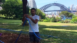 Super Primitive Slackline Set Up by Feet Off Ground