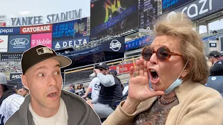 MY MOM trash-talking at Yankee Stadium on Mother's Day