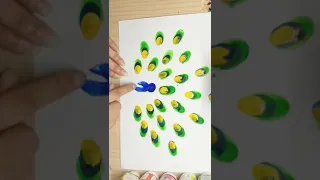 Thumb painting peacock #shorts #thumbpainting #kids #art #viral #trending #reels