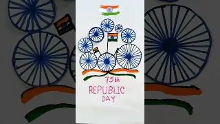 Indian Flag Drawing 🇮🇳 Republic day drawing #shorts #trending #viral #drawing