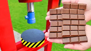 EXPERIMENT CHOCOLATE VS HYDRAULIC PRESS