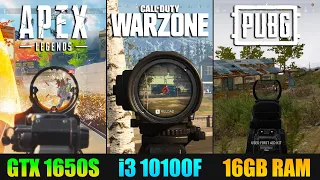 i3 10100F + GTX 1650 Super : Test in WARZONE, PUBG, APEX