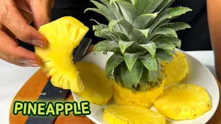 ASMR skills Peeling, Cutting and Eating Pineapple #enjoyfruits