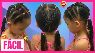 PENTEADO SIMPLES E FÁCIL COM XUXINHAS COLORIDAS | penteado cabelo infantil