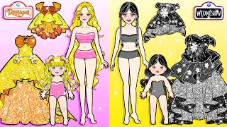 DIY Paper Doll| Gold VS Silver Mother and Daughter NEW FASHION Extreme Makeover Contest|Dolls Beauty