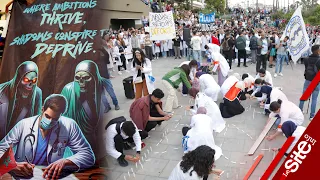 وقفة كبرى بالشموع تجمع مئات طلبة الطب وسط البيضاء احتجاجا على قرارات وزارة التعليم العالي